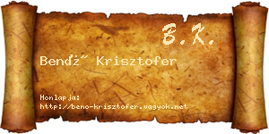 Benő Krisztofer névjegykártya